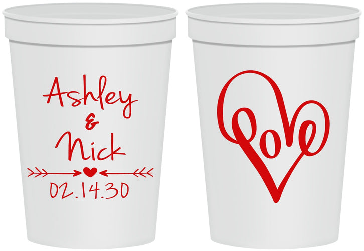 Personalized Wedding 16 oz Stadium Cups - Love | 252
