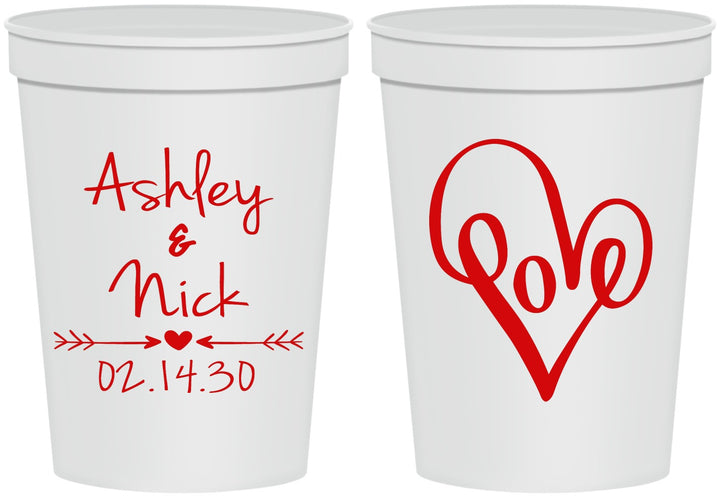 Personalized Wedding 16 oz Stadium Cups - Love | 252