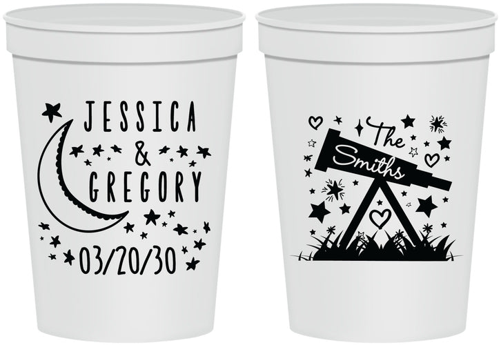 Personalized Wedding 16 oz Stadium Cups - Telescope | 255