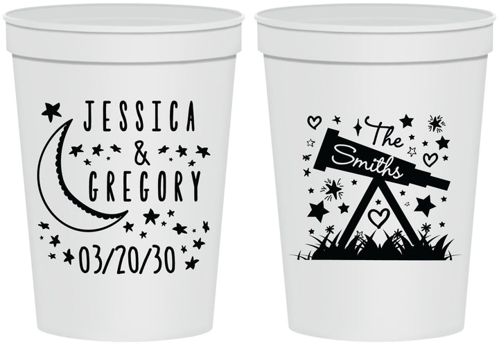 Personalized Wedding 16 oz Stadium Cups - Telescope | 255