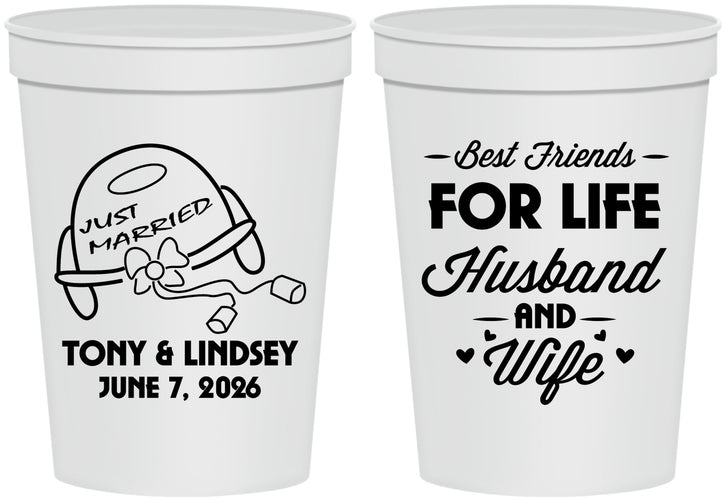 Personalized Wedding 16 oz Stadium Cups - Best Friends For Life | 256