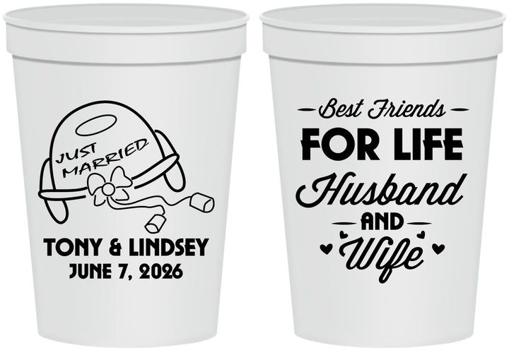 Personalized Wedding 16 oz Stadium Cups - Best Friends For Life | 256