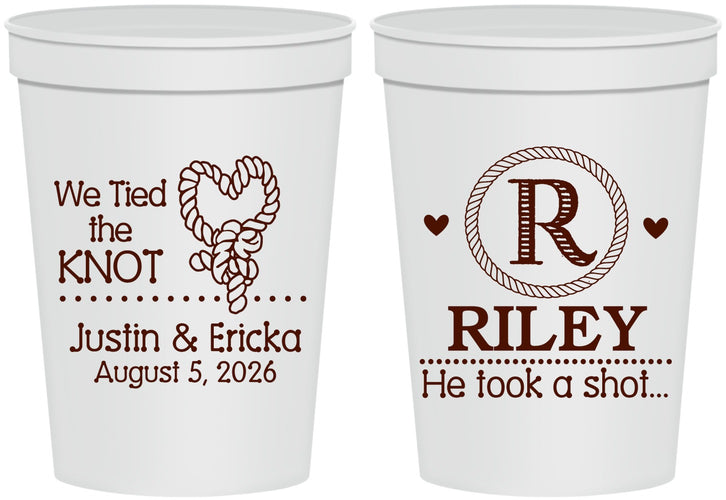 Personalized Wedding 16 oz Stadium Cups - We Tied The Knot | 260