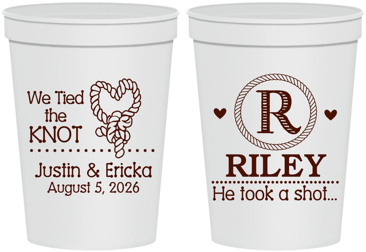 Personalized Wedding 16 oz Stadium Cups - We Tied The Knot | 260