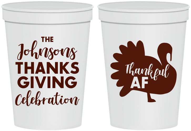 Personalized Thanksgiving 16 oz Stadium Cups - Thankful Af | 260002
