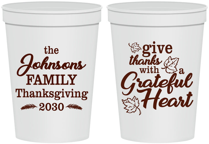 Personalized Thanksgiving 16 oz Stadium Cups - Grateful | 260006