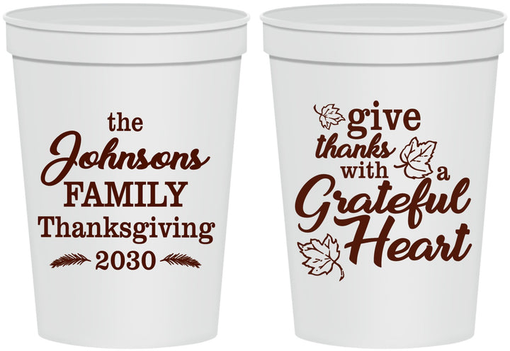 Personalized Thanksgiving 16 oz Stadium Cups - Grateful | 260006