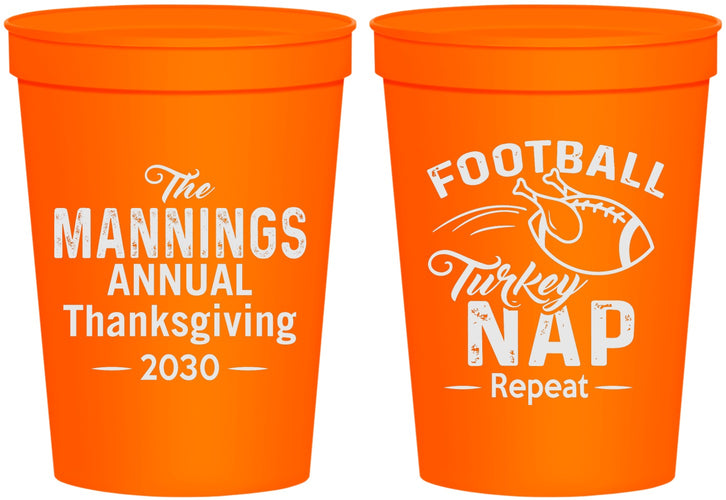 Personalized Thanksgiving 16 oz Stadium Cups - Football Turkey | 260012