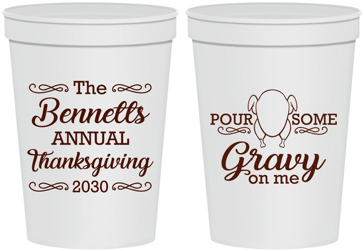 Personalized Thanksgiving 16 oz Stadium Cups - Turkey Gravy | 260015