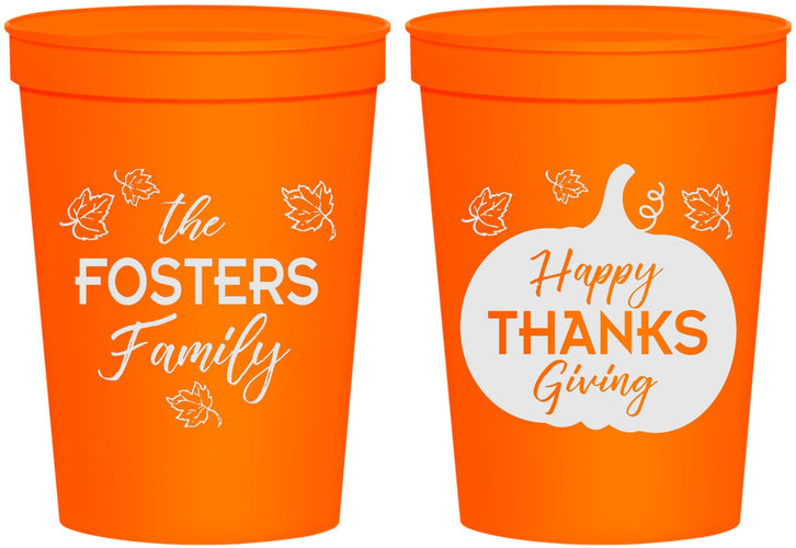 Personalized Thanksgiving 16 oz Stadium Cups - Pumpkin | 260016