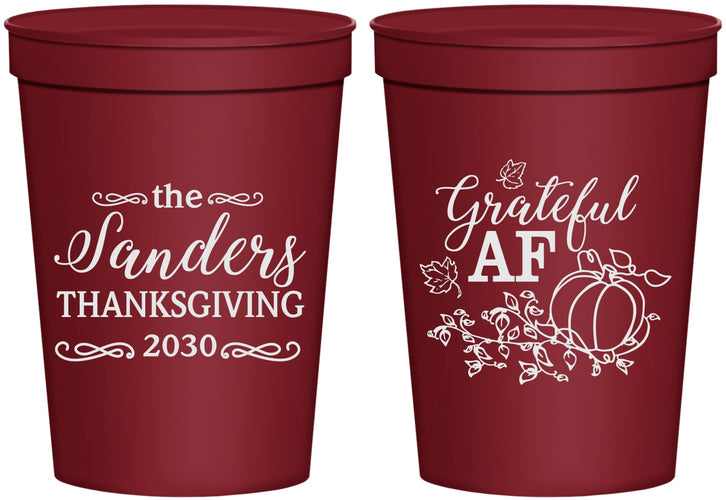 Personalized Thanksgiving 16 oz Stadium Cups - Grateful Af | 260017
