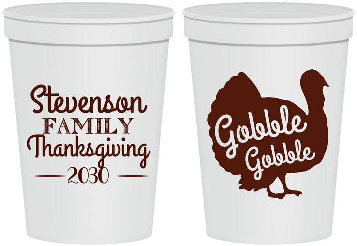 Personalized Thanksgiving 16 oz Stadium Cups - Gobble Turkey | 260018