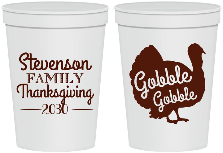 Personalized Thanksgiving 16 oz Stadium Cups - Gobble Turkey | 260018