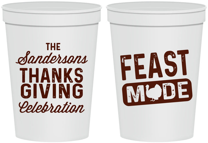 Personalized Thanksgiving 16 oz Stadium Cups - Feast Mode | 260019