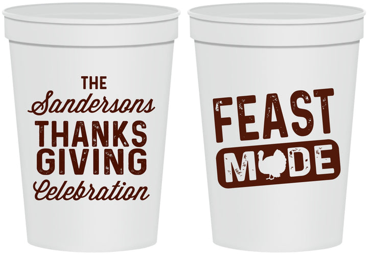 Personalized Thanksgiving 16 oz Stadium Cups - Feast Mode | 260019
