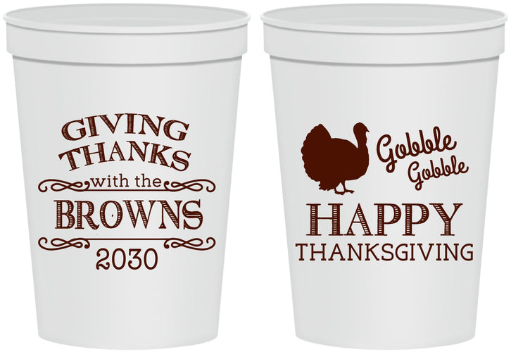 Personalized Thanksgiving 16 oz Stadium Cups - Gobble Gobble | 260022