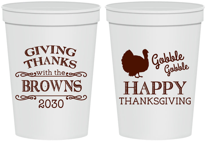 Personalized Thanksgiving 16 oz Stadium Cups - Gobble Gobble | 260022