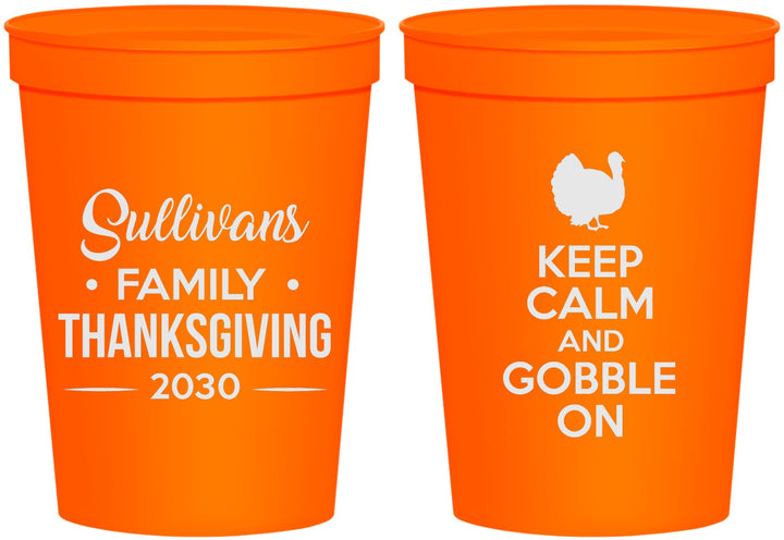 Personalized Thanksgiving 16 oz Stadium Cups - Gobble Turkey | 260024