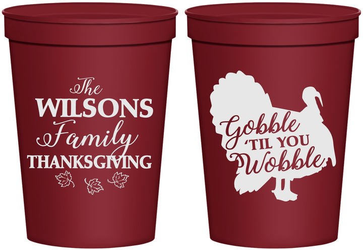 Personalized Thanksgiving 16 oz Stadium Cups - Gobble Til You Wobble | 260025