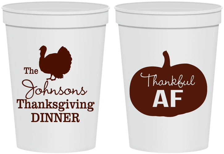 Personalized Thanksgiving 16 oz Stadium Cups - Thankful Af | 260026