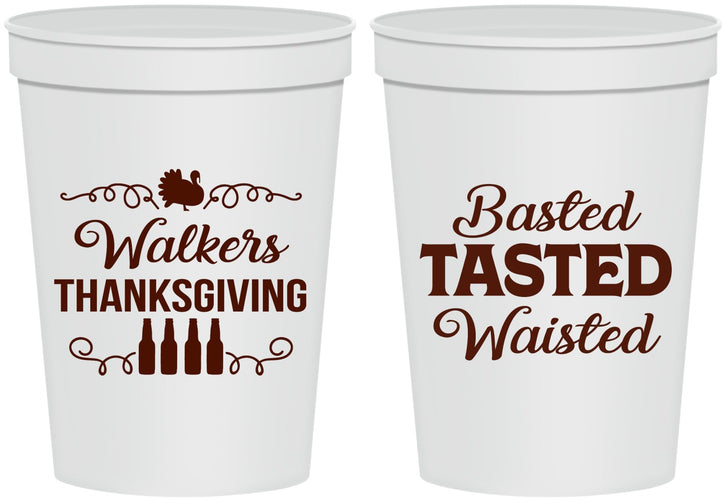 Personalized Thanksgiving 16 oz Stadium Cups - Basted Tasted Waisted | 260027