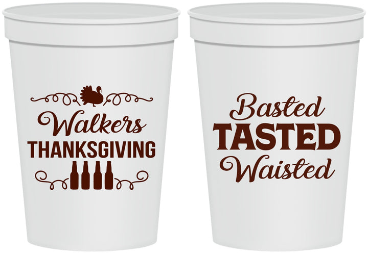 Personalized Thanksgiving 16 oz Stadium Cups - Basted Tasted Waisted | 260027