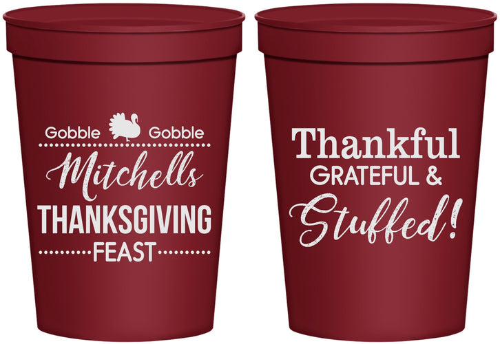 Personalized Thanksgiving 16 oz Stadium Cups - Thankful Stuffed | 260029