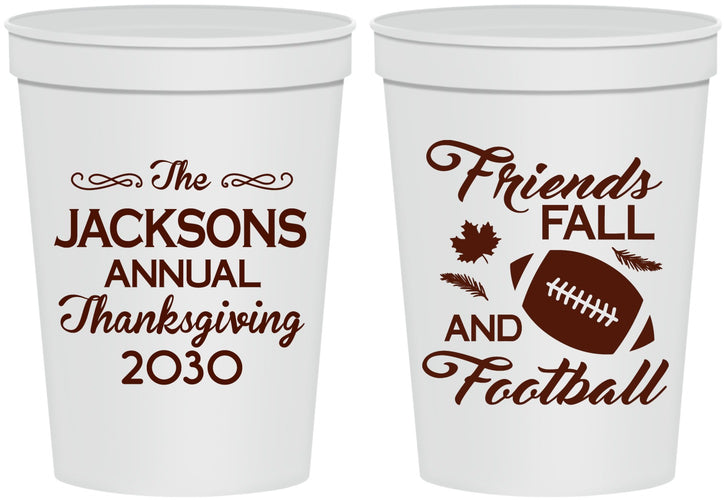 Personalized Thanksgiving 16 oz Stadium Cups - Football | 260031