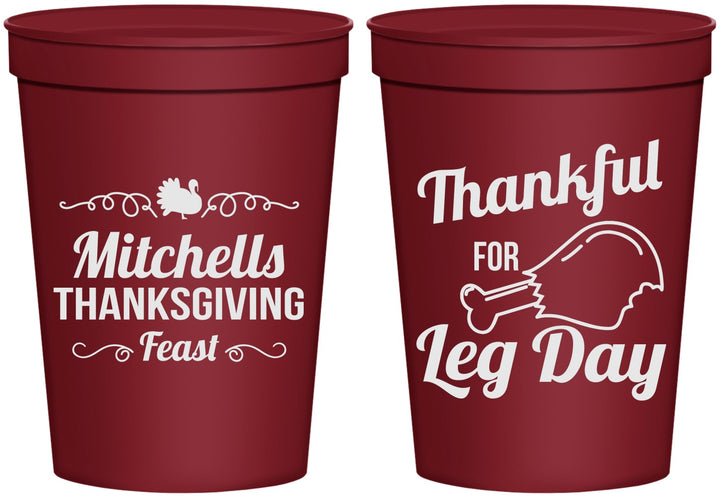 Personalized Thanksgiving 16 oz Stadium Cups - Leg Day | 260033