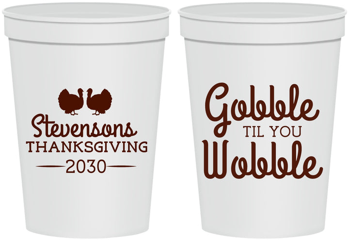 Personalized Thanksgiving 16 oz Stadium Cups - Gobble Til You Wobble | 260034