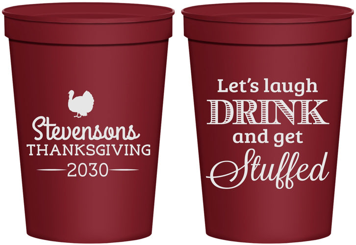 Personalized Thanksgiving 16 oz Stadium Cups - Turkey Stuffed | 260037