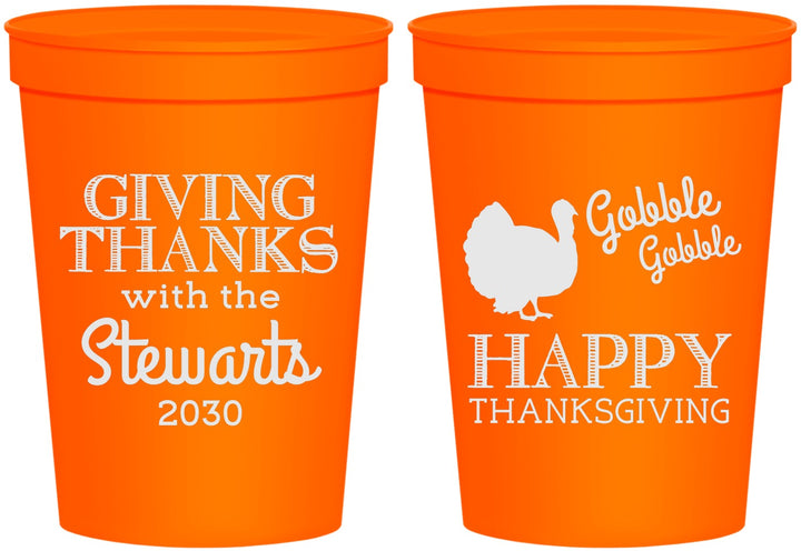 Personalized Thanksgiving 16 oz Stadium Cups - Gobble Gobble | 260040