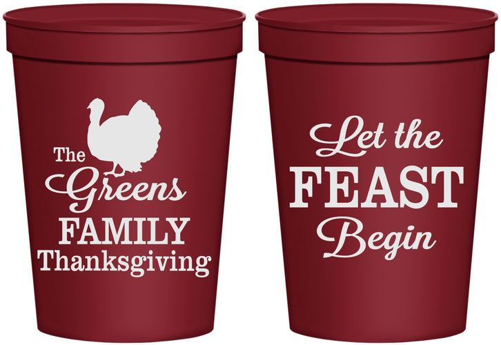 Personalized Thanksgiving 16 oz Stadium Cups - Let The Feast Begin | 260041