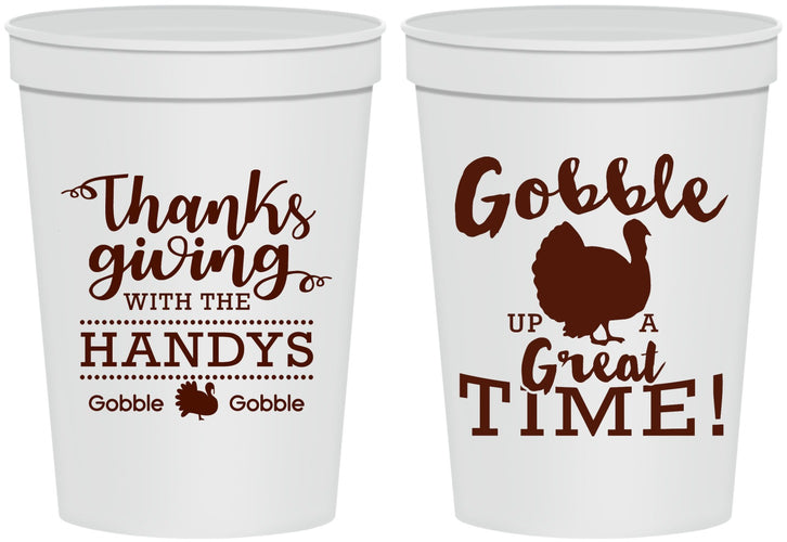 Personalized Thanksgiving 16 oz Stadium Cups - Turkey Gobble | 260043