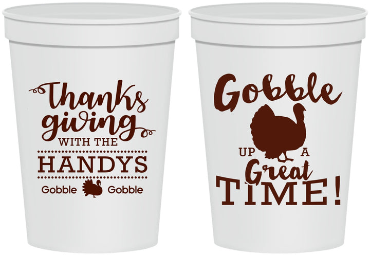 Personalized Thanksgiving 16 oz Stadium Cups - Turkey Gobble | 260043
