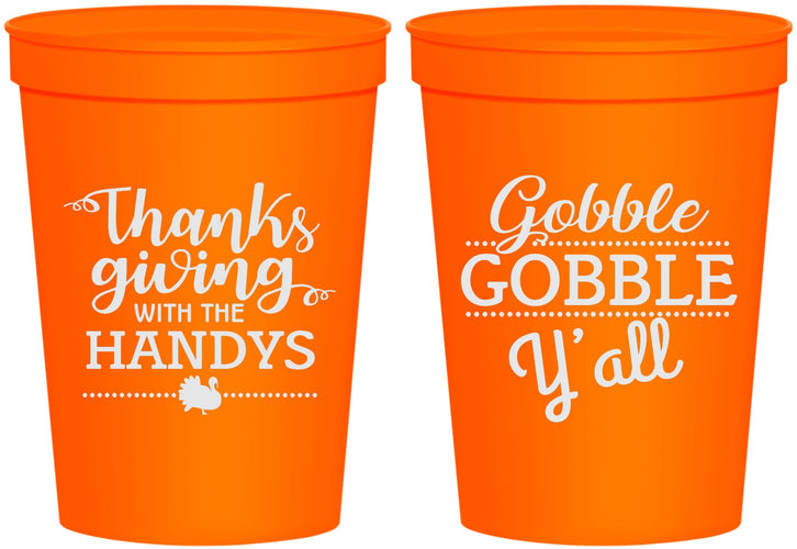 Personalized Thanksgiving 16 oz Stadium Cups - Gobble Gobble | 260044