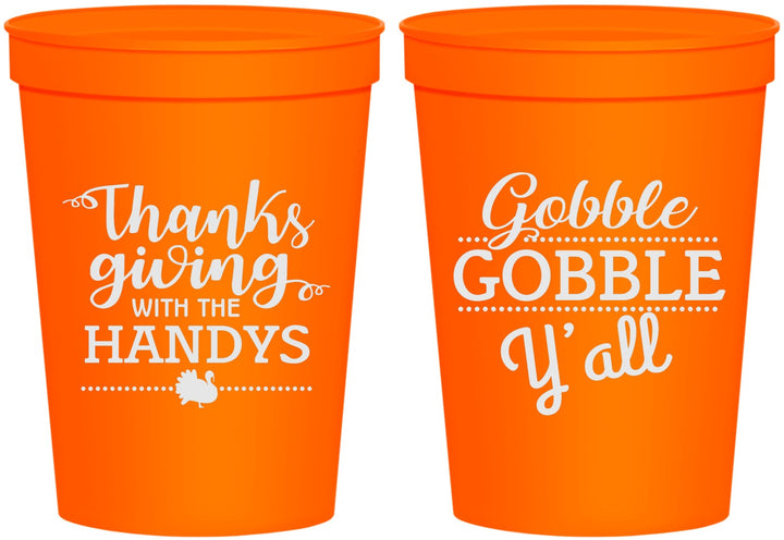 Personalized Thanksgiving 16 oz Stadium Cups - Gobble Gobble | 260044