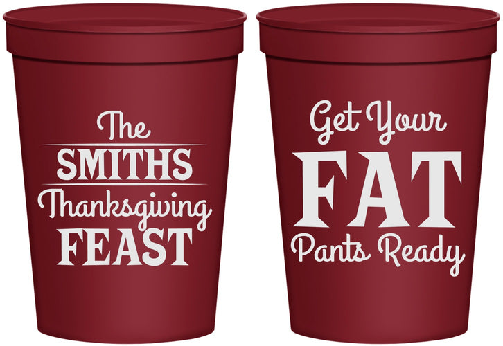 Personalized Thanksgiving 16 oz Stadium Cups - Fat Pants Ready | 260045