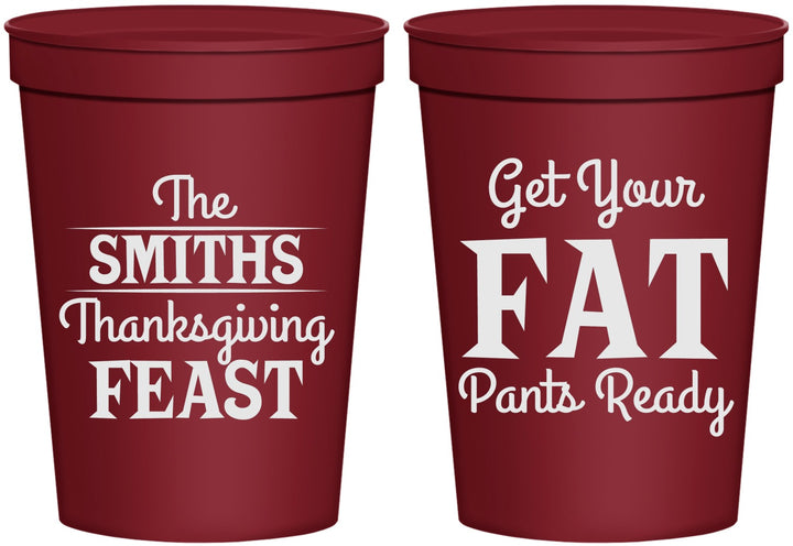 Personalized Thanksgiving 16 oz Stadium Cups - Fat Pants Ready | 260045
