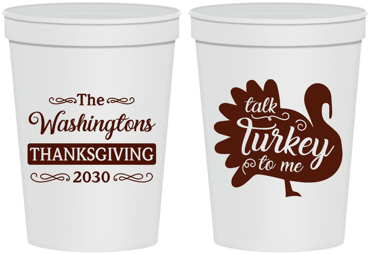Personalized Thanksgiving 16 oz Stadium Cups - Talk Turkey To Me | 260046