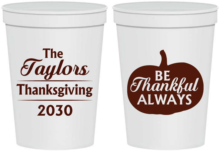 Personalized Thanksgiving 16 oz Stadium Cups - Pumpkin Thankful | 260047