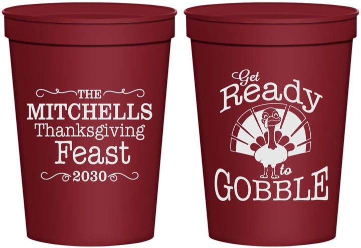 Personalized Thanksgiving 16 oz Stadium Cups - Turkey Gobble | 260049