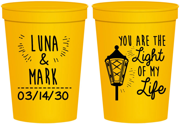 Personalized Wedding 16 oz Stadium Cups - You Are The Light Of My Life | 261