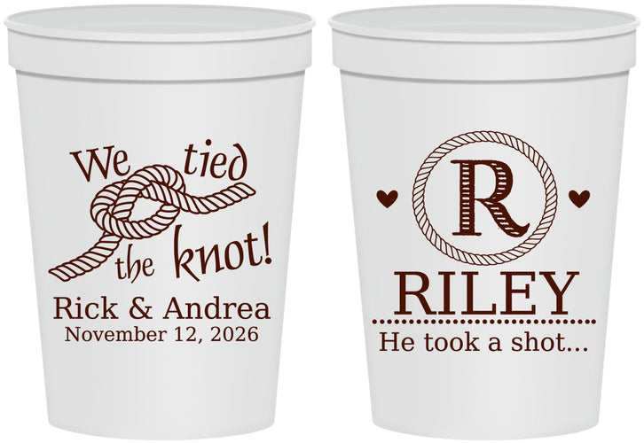 Personalized Wedding 16 oz Stadium Cups - We Tied The Knot | 263