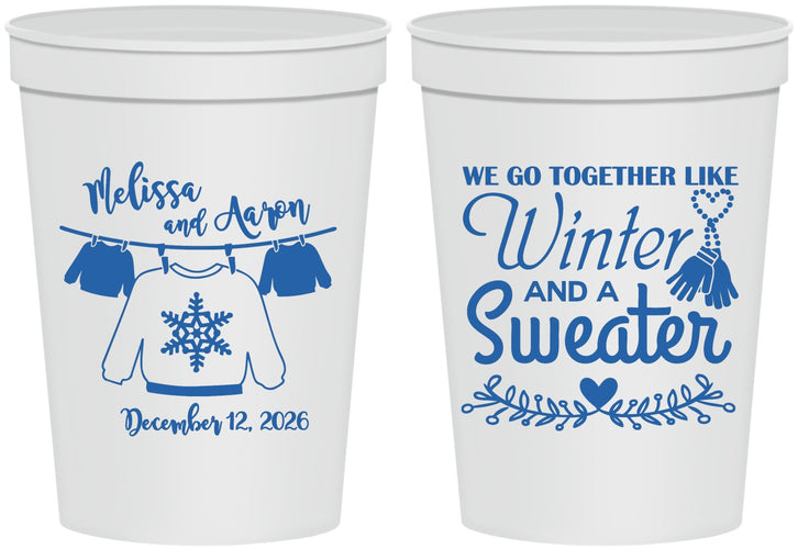 Personalized Wedding 16 oz Stadium Cups - Christmas Sweater | 265
