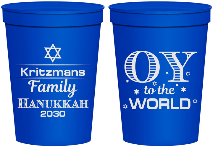 Personalized Hanukkah 16 oz Stadium Cups - Oy To The World | 270000