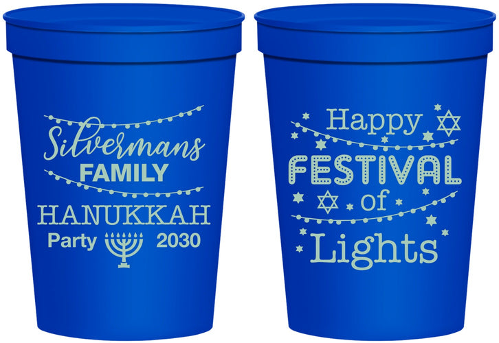 Personalized Hanukkah 16 oz Stadium Cups - Festival Of Lights | 270006