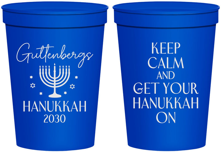 Personalized Hanukkah 16 oz Stadium Cups - Menorah | 270008