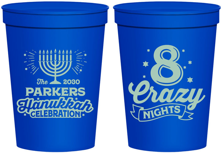 Personalized Hanukkah 16 oz Stadium Cups - Eight Crazy Nights | 270010
