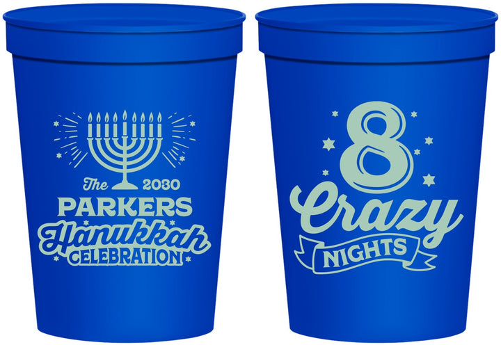 Personalized Hanukkah 16 oz Stadium Cups - Eight Crazy Nights | 270010